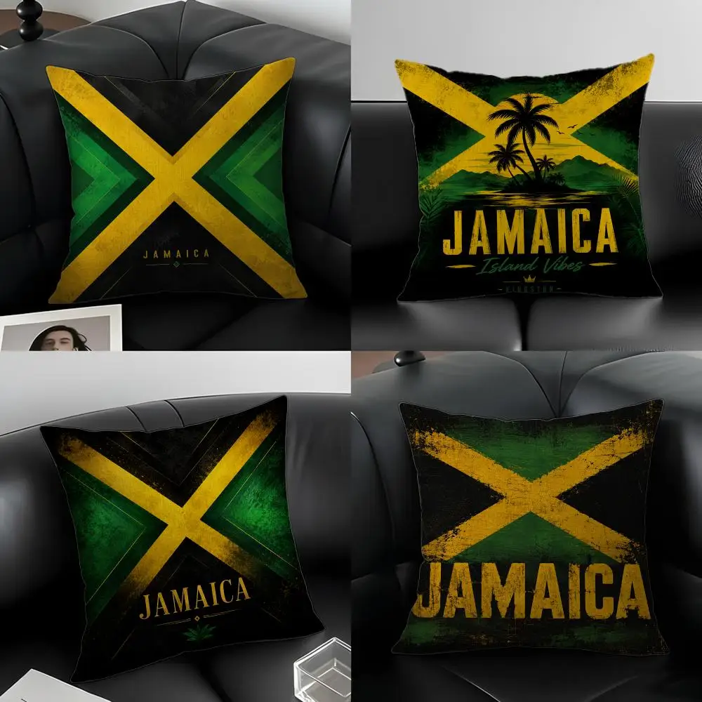 Flag Jamaica Flag Cushion Cover Natural Linen Pillowcase Set, All-in-One Decor for Sofa, Bedroom & Chair