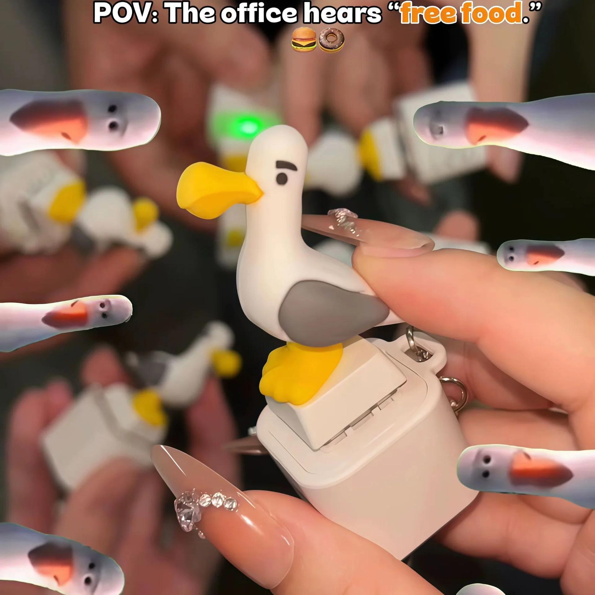 Mine Seagull Keycap Keychain Luminous Sounding Stress Relief Creative Fidget Toy Portable Electronic Pendant For Adult