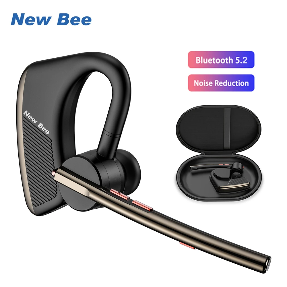 New Bee M50 Bluetooth Headset Wireless Earpiece Earphones 24 Hrs Talk Time V5.2 Headphones with Dual Mic CVC8.0 Handsfree