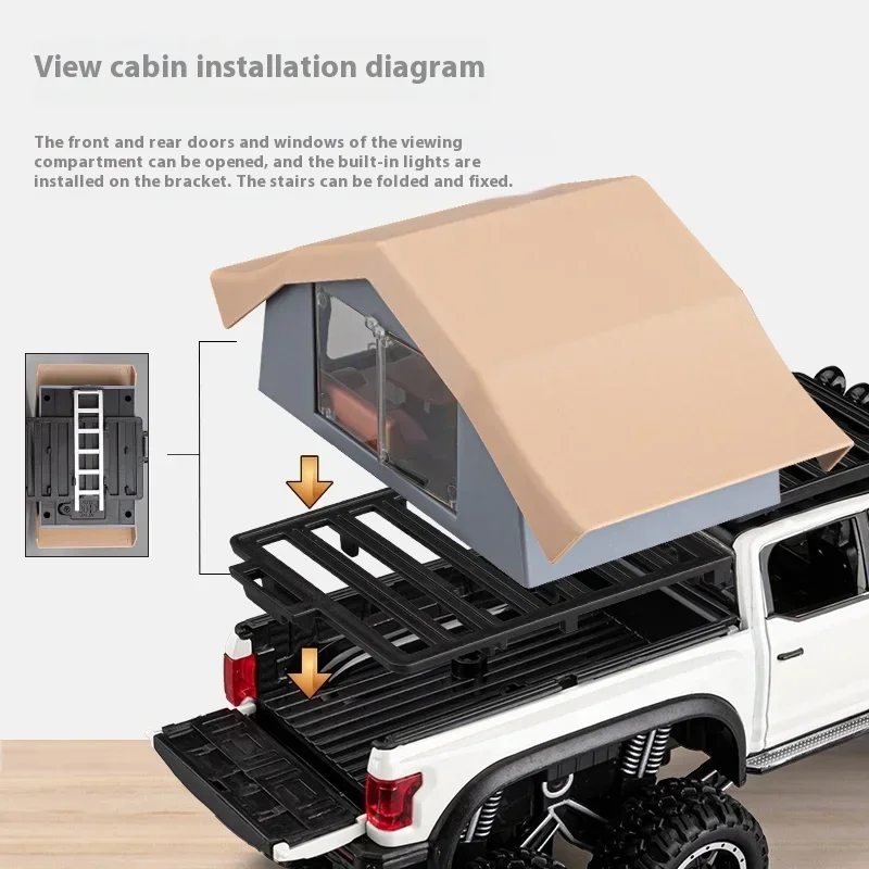 1:24 Ford Raptor F150 Camping RV Off Road Pickup Truck Alloy Metal Diecast Model Car Sound & Light Series Toys Gifts For Kids