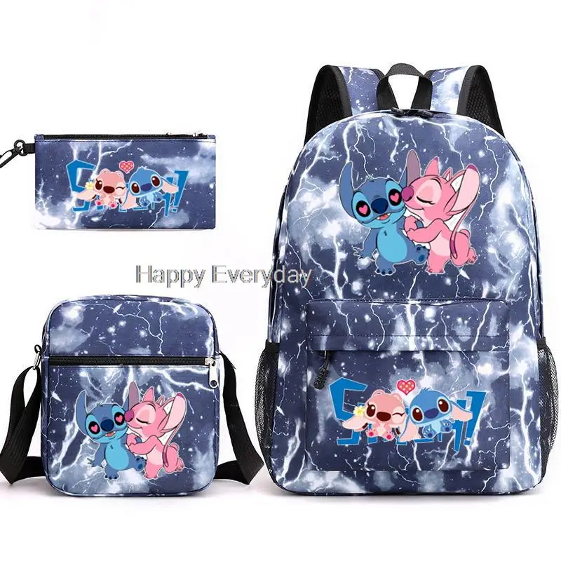 Lilo Stitch Cartoon School Bags Girls Boys 3pcs Simple Light Students Laptop Backpack Kids Travel Mochilas With Shoulder Bag