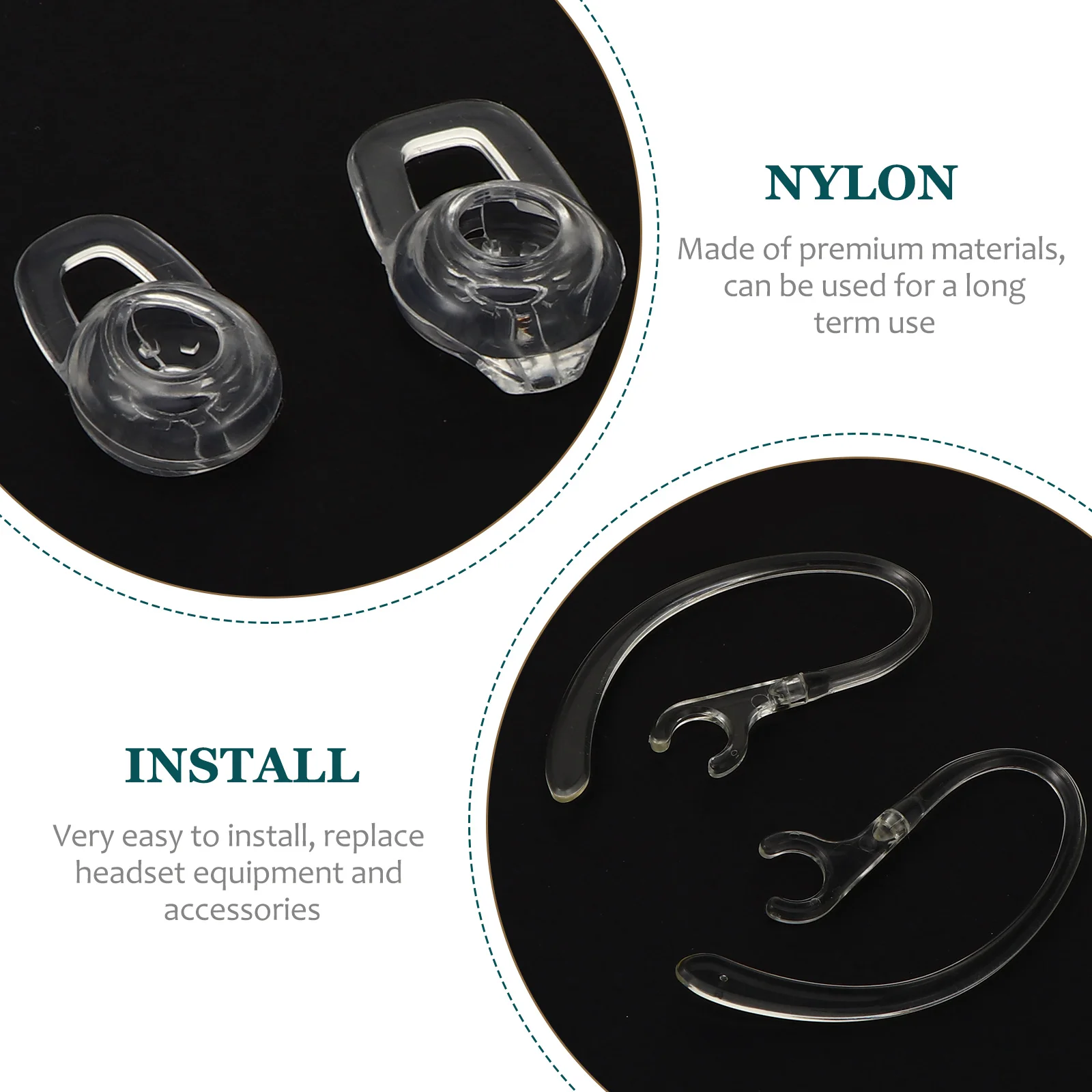 

20 pcs Gel Ear Hooks Tips Covers Clear Comfortable Wireless Earphone Sound Isolating Noise Reducing Environmentally Friendly