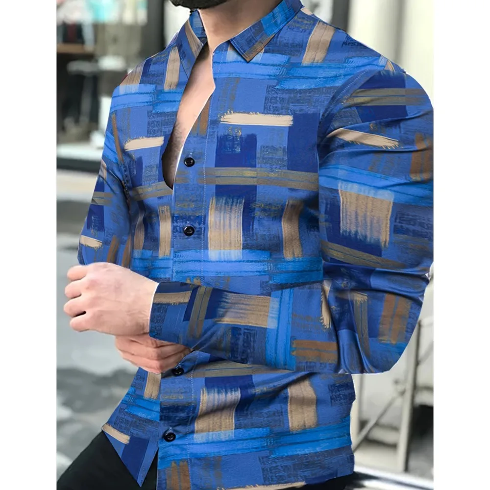 เสื้อเชิ้ตแขนยาวลำลองลายสก็อตพิมพ์ลายใหม่สำหรับผู้ชาย เสื้อเชิ้ตผู้ชายสุดหรูสำหรับงานสังคม เสื้อเชิ้ตแขนยาวแฟชั่นปาร์ตี้ผู้ชายปี 2026