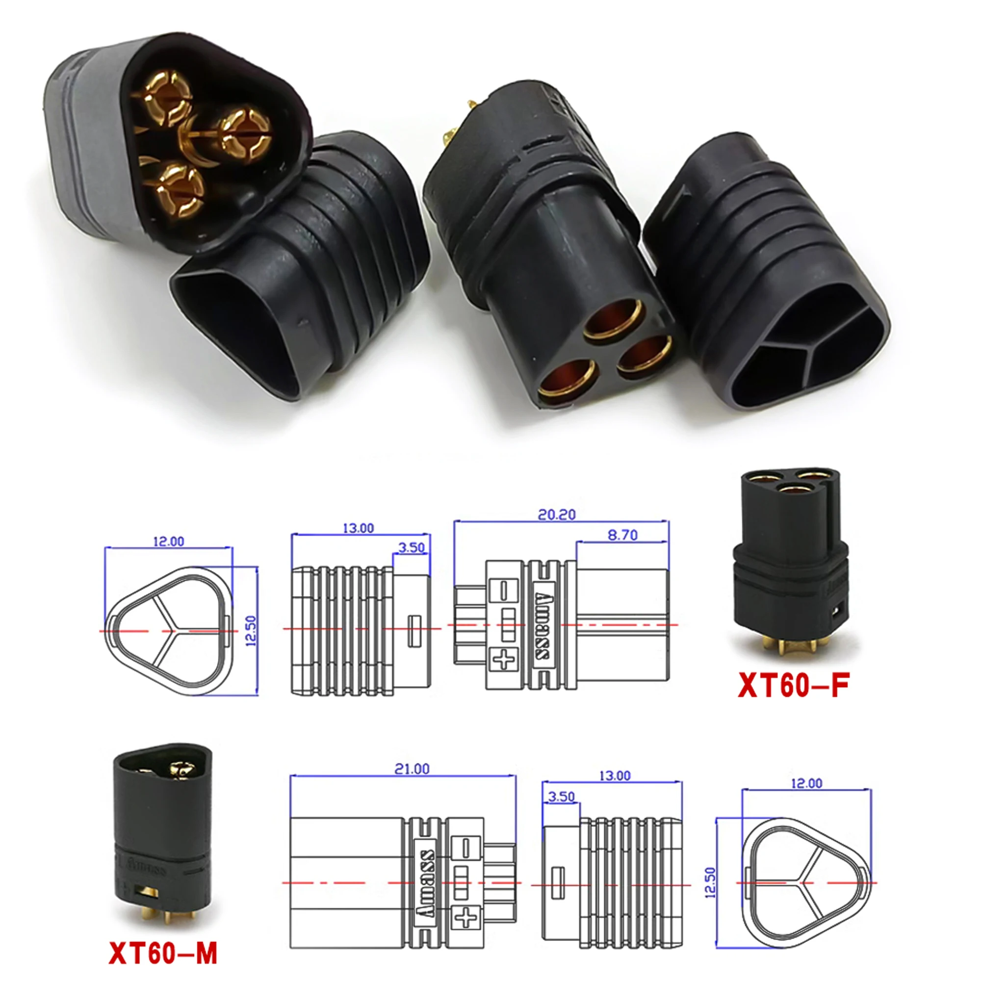 MT30 MT60 Male Female Plug 3.5mm 3 core Connector With Protector Sheathed For RC Quadcopter Lipo Battery Rc Drone Airplane Parts