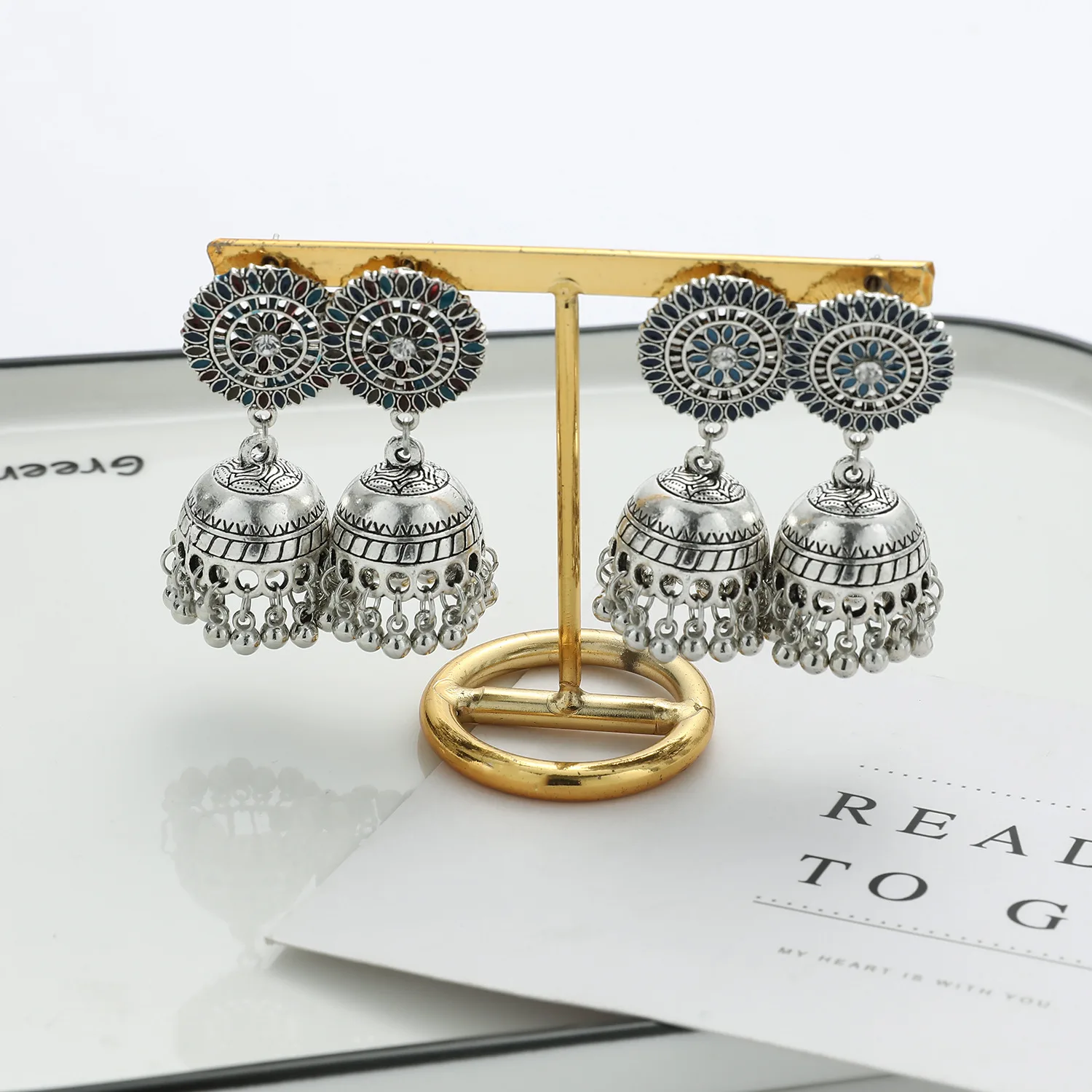 Indian style South East Asia hot-selling, round dripping oil, retro court style earrings, Amazon directly from the manufacturer