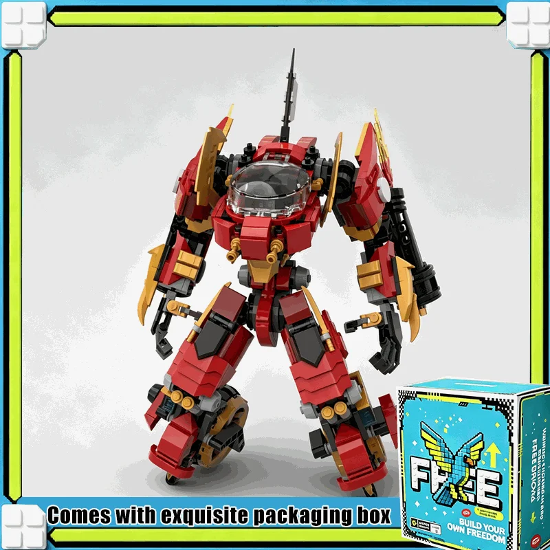 553PCS Red Racing Mech Robot MOC Model Custom Puzzle DIY Building Blocks Set Technology Toy Creative Gift Display Birthday Gift