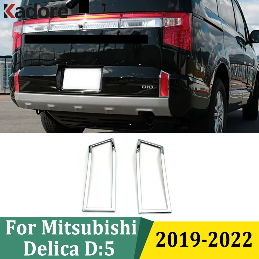 Für Mitsubishi Delica D:5 2019 2020 2021 2022 Chrom Rückreflektor Nebelscheinwerfer Abdeckung Nebelleuchten Zierleiste Exterieur Auto Zubehör