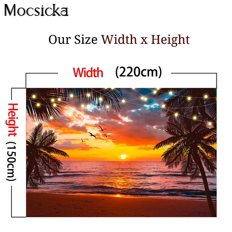 Sunset Pantai Fotografi Latar Belakang Hawaii Liburan Pemotretan Latar Belakang Camar Awan Berwarna-warni Dekorasi Pesta Ulang Tahun Alat Peraga Foto