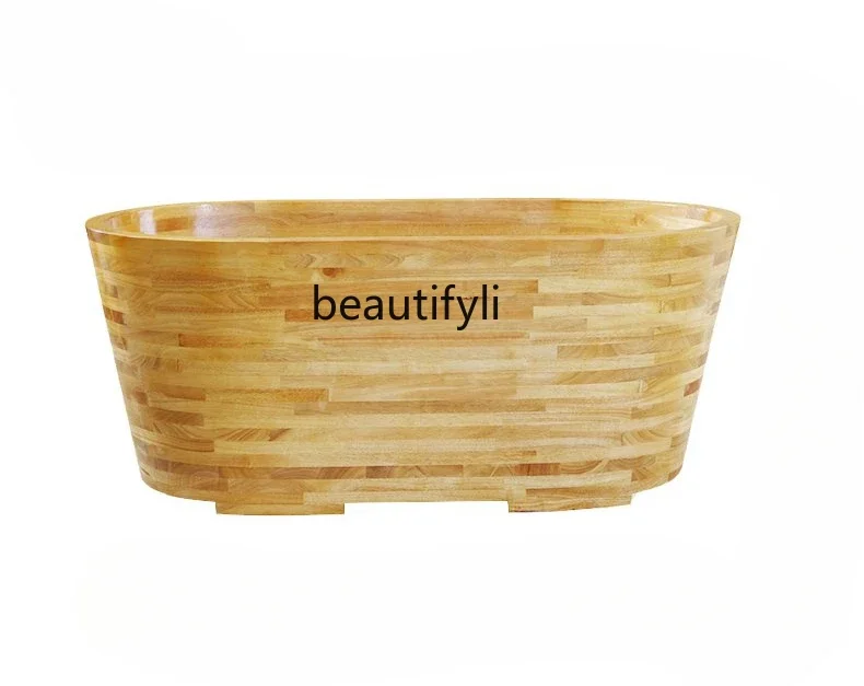 Beauty salon Rubber wooden bucket Adult bath bucket Household solid wood bathtub Wooden adult bath tub