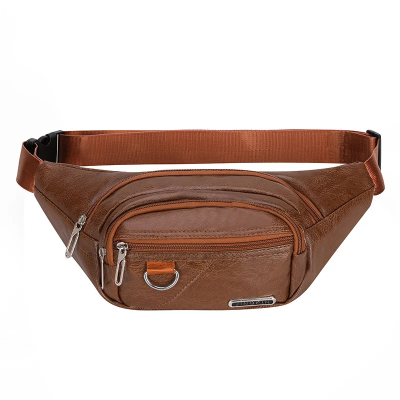 Bolsa de cintura de couro PU masculina, Bolsa de peito ao ar livre, Grande capacidade, Bolsa de celular crossbody masculina, Fanny Packs impermeáveis, Moda