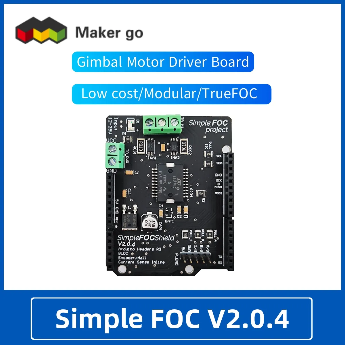 SimpleFOC Shield v2.0.4 L6234D Motor Drive Board Support Open Loop Speed Open Loop Position Closed Loop Torque Speed Control