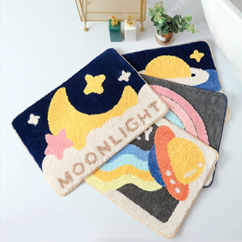 Flocking Absorbent Non-Slip Floor Mat Nebula Series Bathroom Plush Floor Mat Home Decoration Door Mat