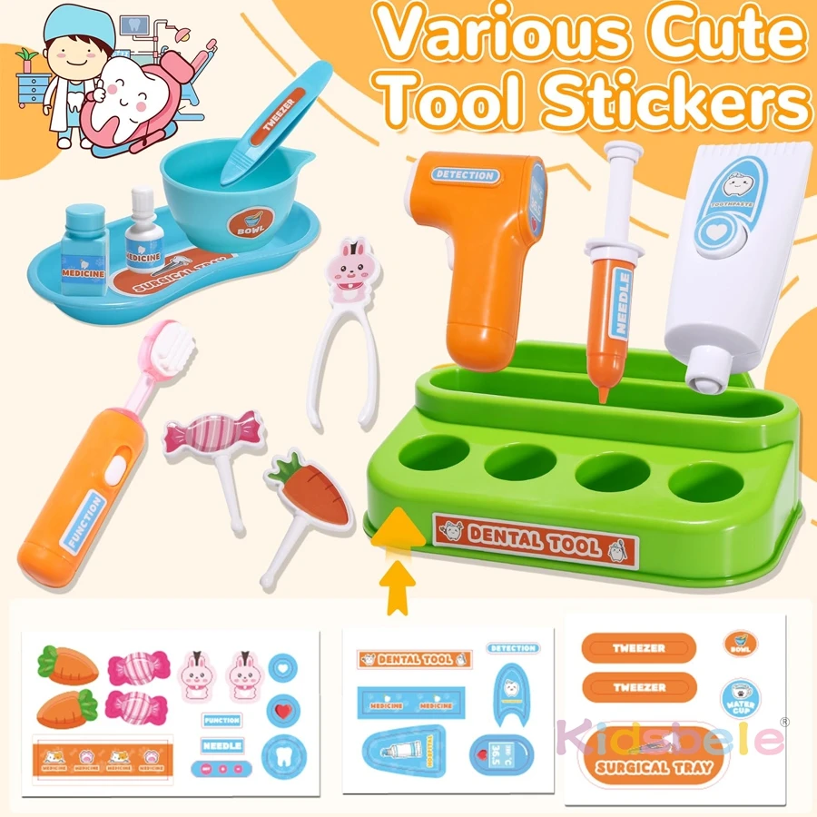 Ensemble de jouets de dentiste lapin – Jeu de dents pour enfants avec outils dentaires, cadeau éducatif pour jeu de simulation, jeu de rôle amusant pour les tout-petits