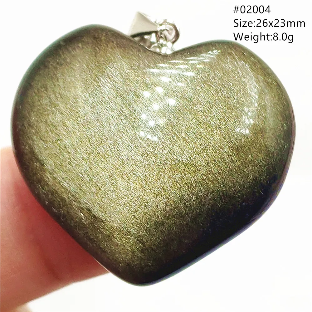 Jewelry Natural Gold Obsidian Heart Pendant Love Women Men Water Drop Flash Light Gemstone Gold Obsidian Necklace Rare AAAAAA