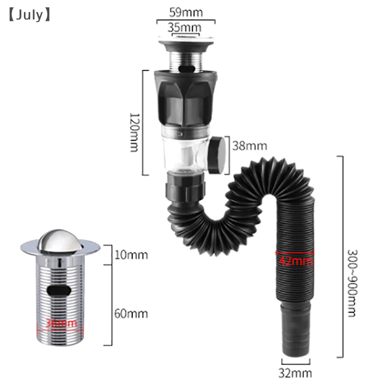 Flip Top Anti-Odor Drain Pipe Set Kitchen Sink Drain Retractable Deodorizing Filter Flexible Downspout Bathroom Anti Clogging