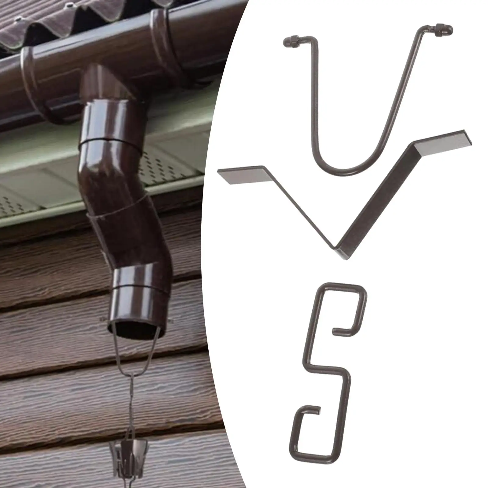 Outdoor Rain Chain Hook Iron Gutter Clip Adapter Easy Install for Garden Shed Awning Water Management