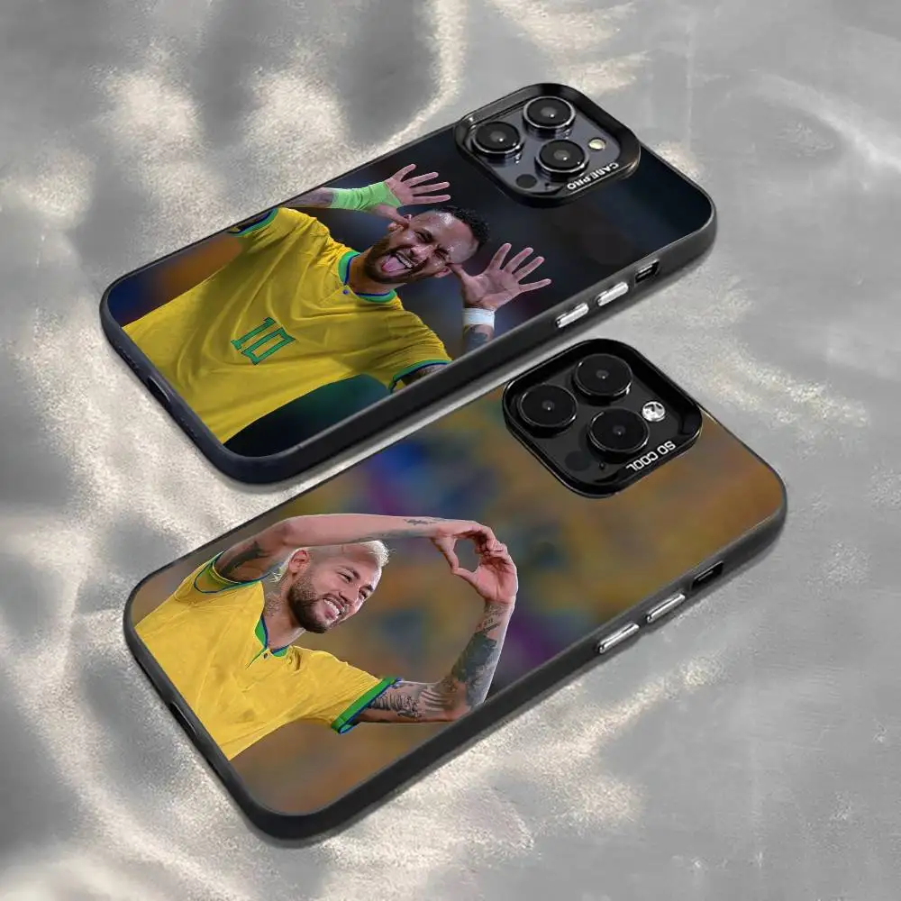 

Football For -Ney- 10 Phone Case For iPhone 17,16,15,14,13,12,11 Plus,Pro Max,XS,Colorful Silver Black Cover