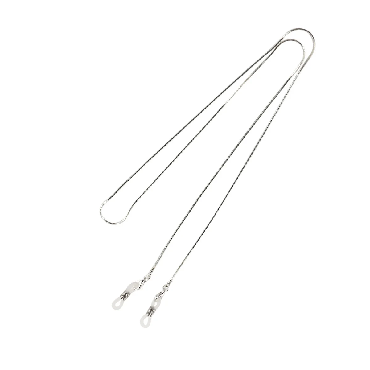 

70cm Copper Eyeglass Chain Cord Non Neck Strap Holder Silver Stainless Steel Adjustable Ends Metal Coils Eyeglasses