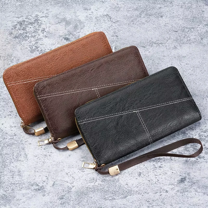 2026 new women's PU wallet long multi-card slot single zipper change bag daily matching portable Chinese version