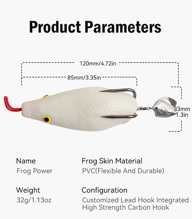 Leydun 32g Frog Power Angelköder 85mm Weichköder Zweiteiliger Farbiger Oberflächenköder Riesenfrosch Modifizierter Donnerfrosch zum Angeln – Detail 2