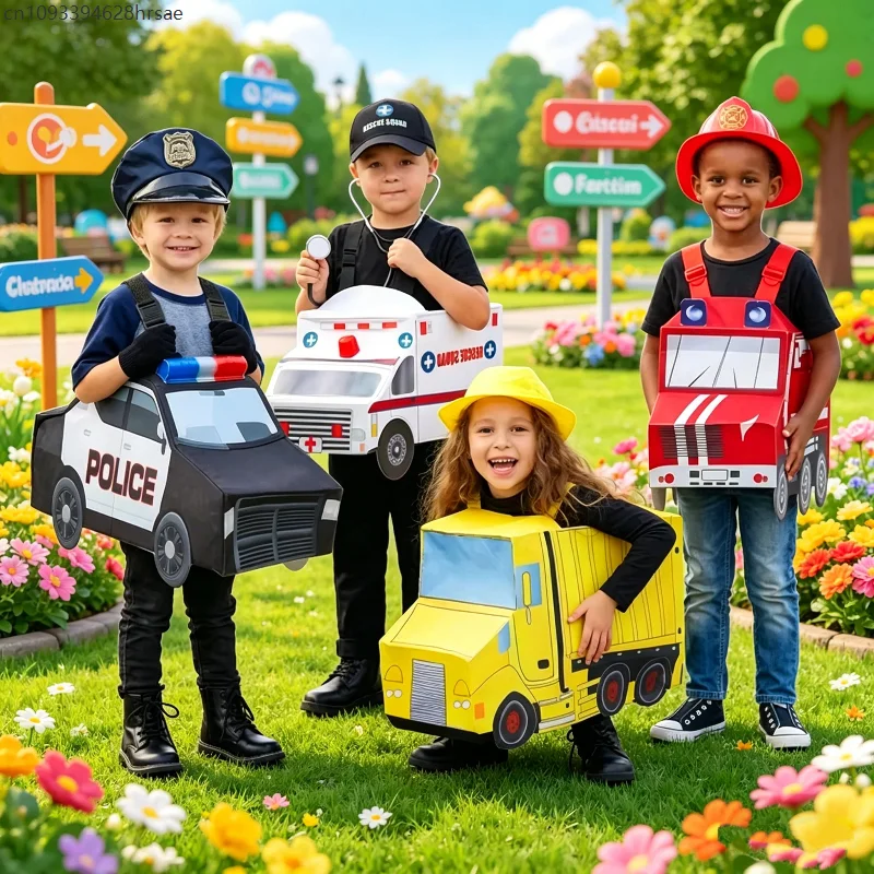

Mädchen Dump Truck Outfit Junge Police Car Cosplay Fire Truck Dress Up Ambulance Costume for Book Week Day Party Performance