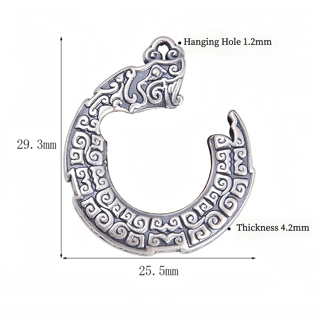 BOCAI S999 Sterling Silver Hand String Accessories Jewelry Pendant Chinese Loong Phoenix Amulet Charm Fine Jewelry Wholesale