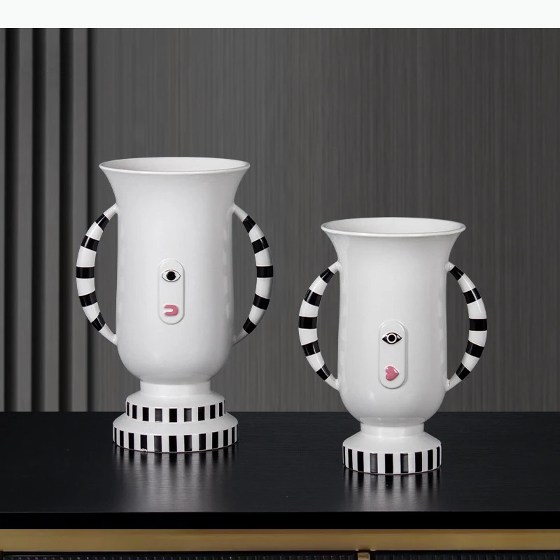 Abstract Human White Ceramic Vase Desk Decoration Artificial Flower Flowers Arrangement Floral Vases Room Aesthetic Decor