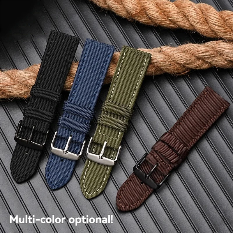 Sport Waterproof Watchband for DW Casio IWC Pilot Tissot Speedy Citizen Timex Men Nylon Canvas Strap 19mm 20mm 22mm 23mm 24mm