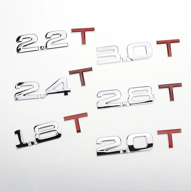 3D Metal Car Trunk Engine Displacement Scale Emblem Auto Stickers for V6 V8 4WD 1.5T 1.8T 2.0T 2.2T 2.4T 2.5T 2.8T 3.0T