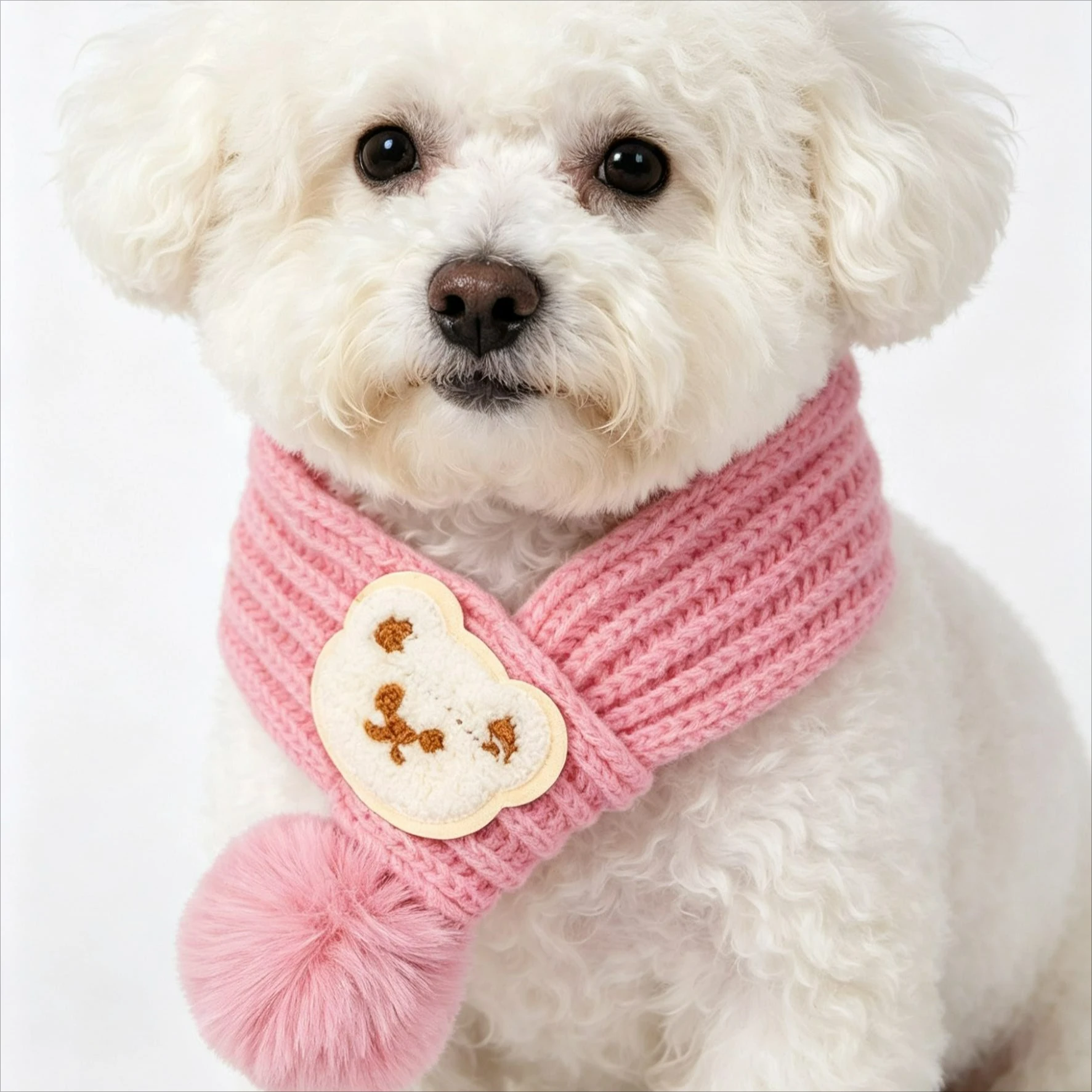 Dog Knitted Christmas Scarf Cute Puppy Knit Scarves with Pompom Pet Clothes Decoration Winter Warm Dog Cat Scarf Dog Accessories