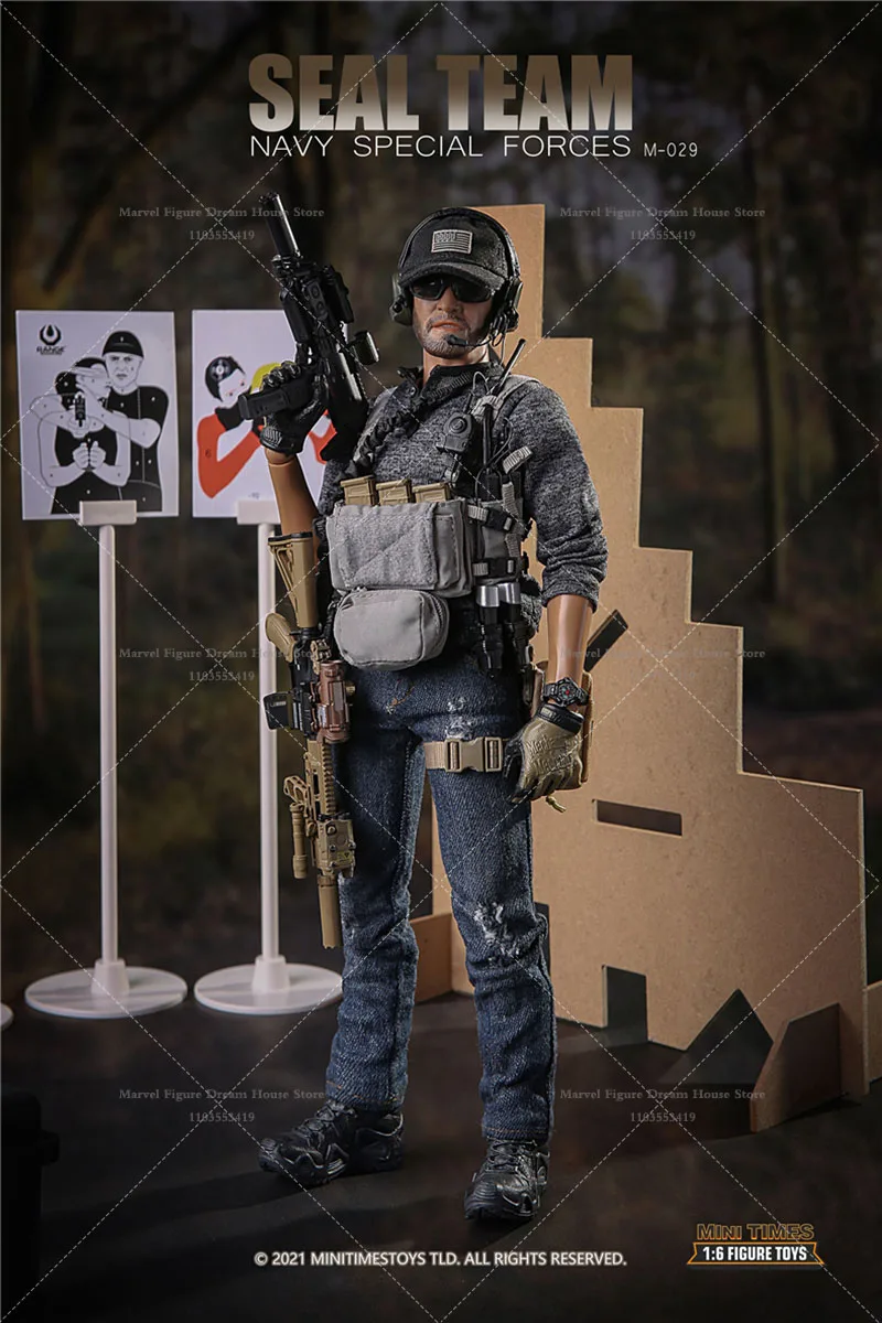 MINITIMES M029 1/6 Scale Sea Land Air Military Special Force Seal Assault Team With Dog 12-inch Full Set Action Figure Soldier