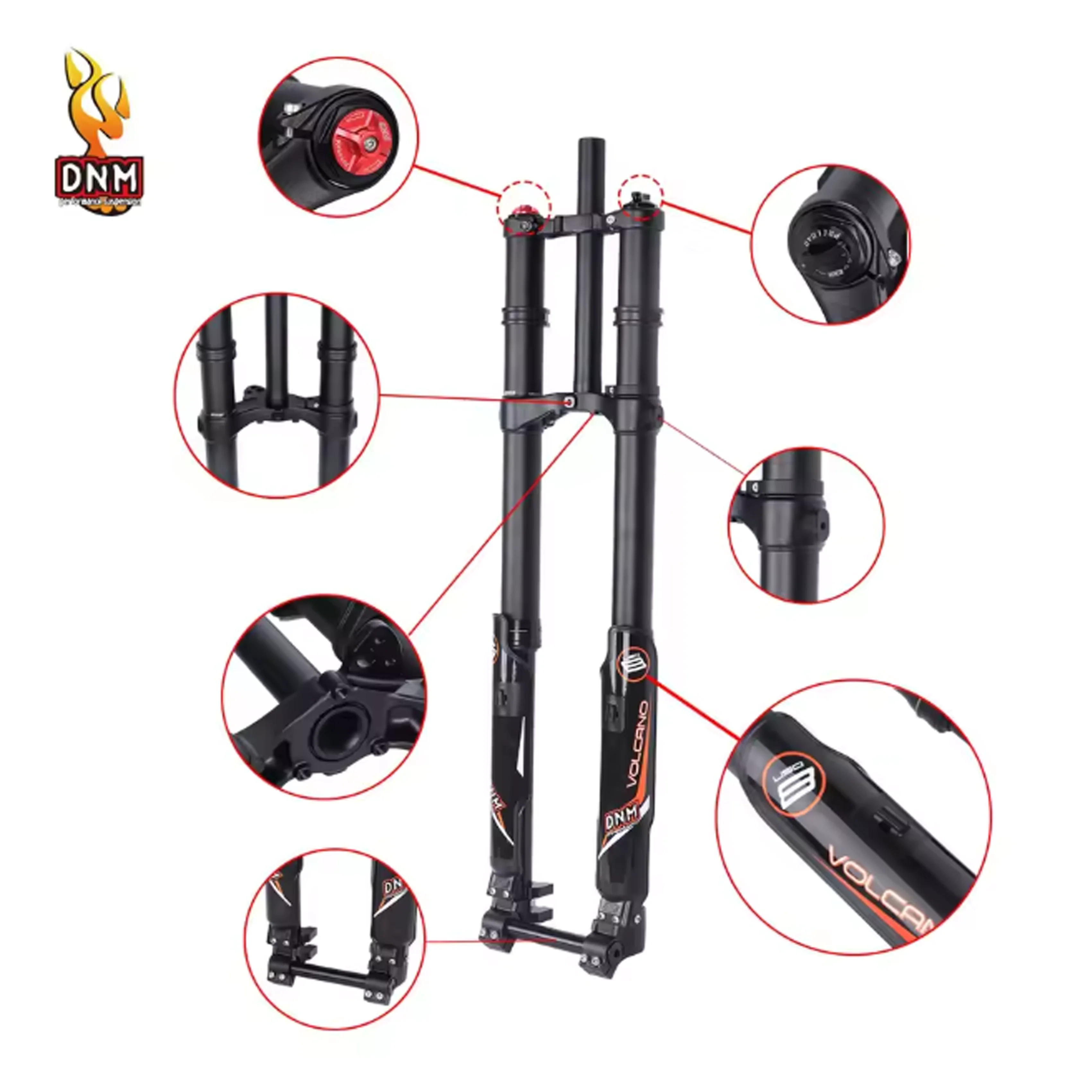 

DNM Double ShouldFront Fork USD-8N/8C: 203mm 20mm Axle Dual Disc Brake Air Suspension Fork for Downhill Mountain Electric Bike