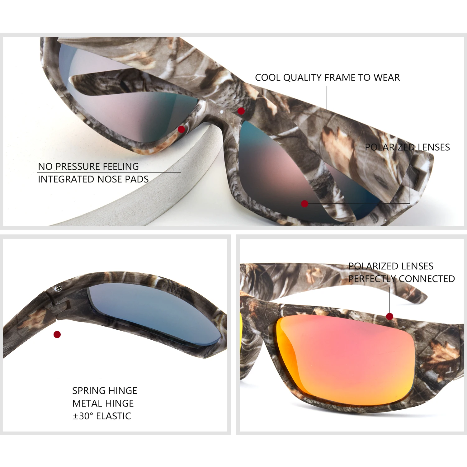 Men\'s Camouflage Polarized Sports Sunglasses: UV400 Protective Glasses  Wraparound Goggles Suitable for Driving and Fishing