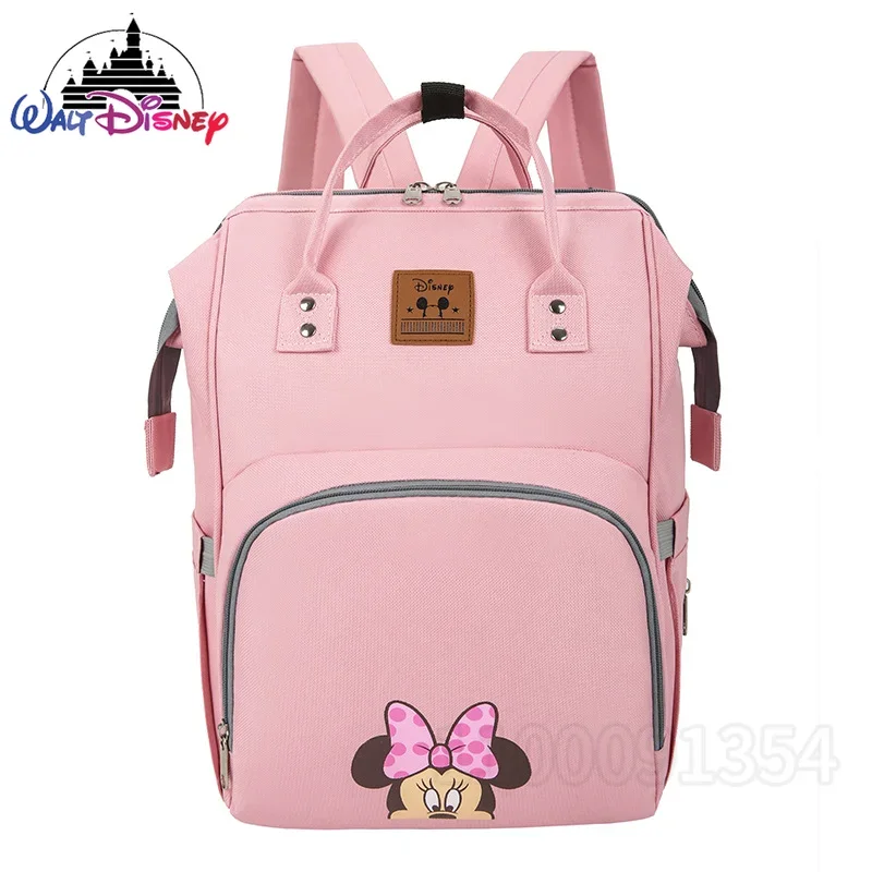 Bolsa de fraldas grande capacidade Disney, mochila de desenho animado do Mickey, multifuncional e elegante, bolsa de bebê fofa, nova