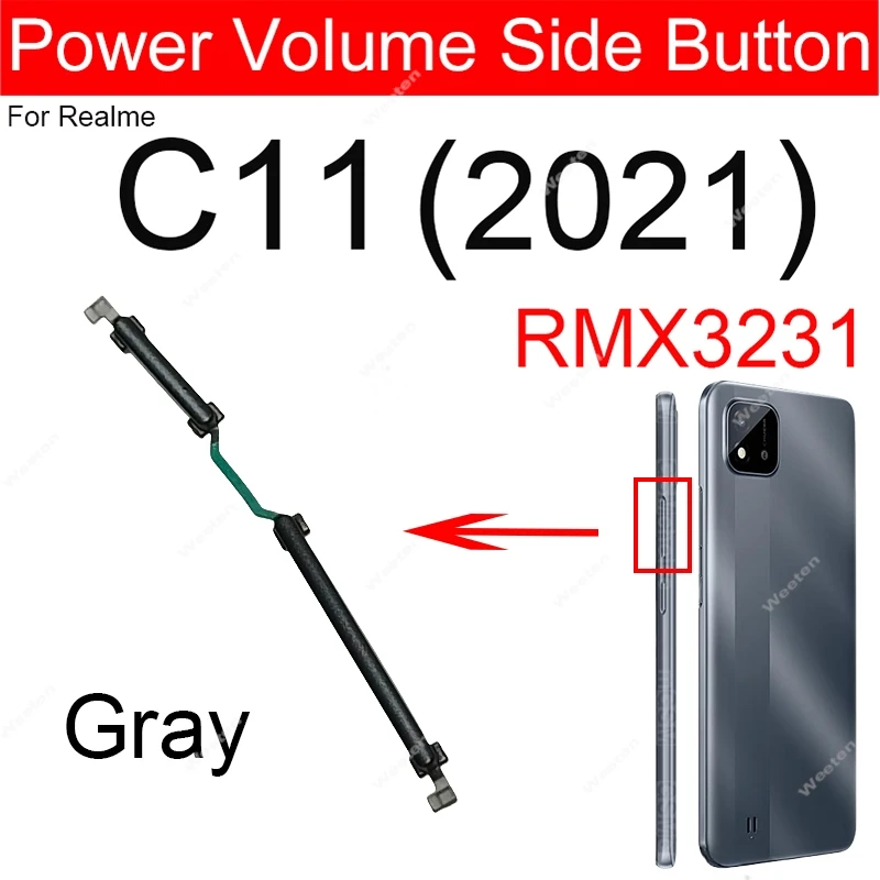 For Realme C11 C12 C15 C17 On OFF Button Power Volume Up Down Side Key Replacement Parts