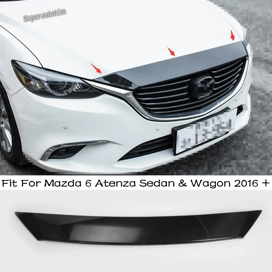 

Front Hood Grid Grill Grille Panel Strip Cover Trim For Mazda 6 Atenza Sedan & Wagon 2016 2017 ABS Carbon Fiber Look Accessories