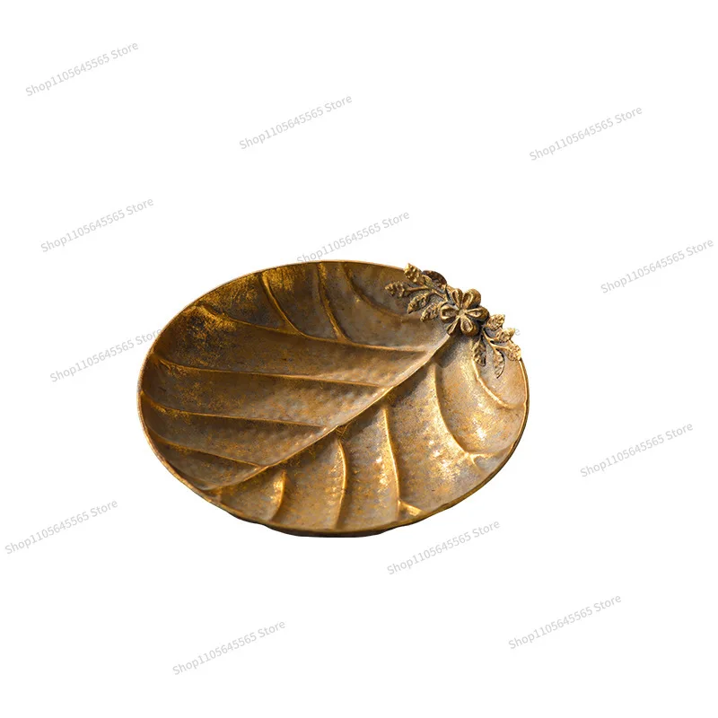 For Bohemian leaf tray ornament household coffee table fruit tray retro wrought iron leaf vein ornament