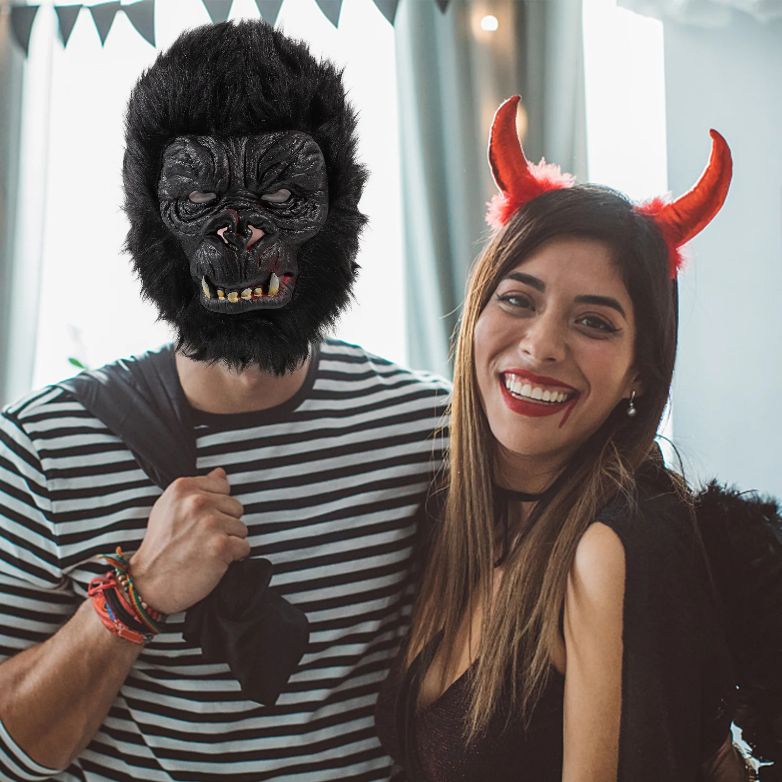 Máscara de cabeza de gorila, disfraz de Halloween, disfraz de Animal aterrador, máscara de fiesta, suministros de utilería para fotografía, máscaras de Mardi Gras