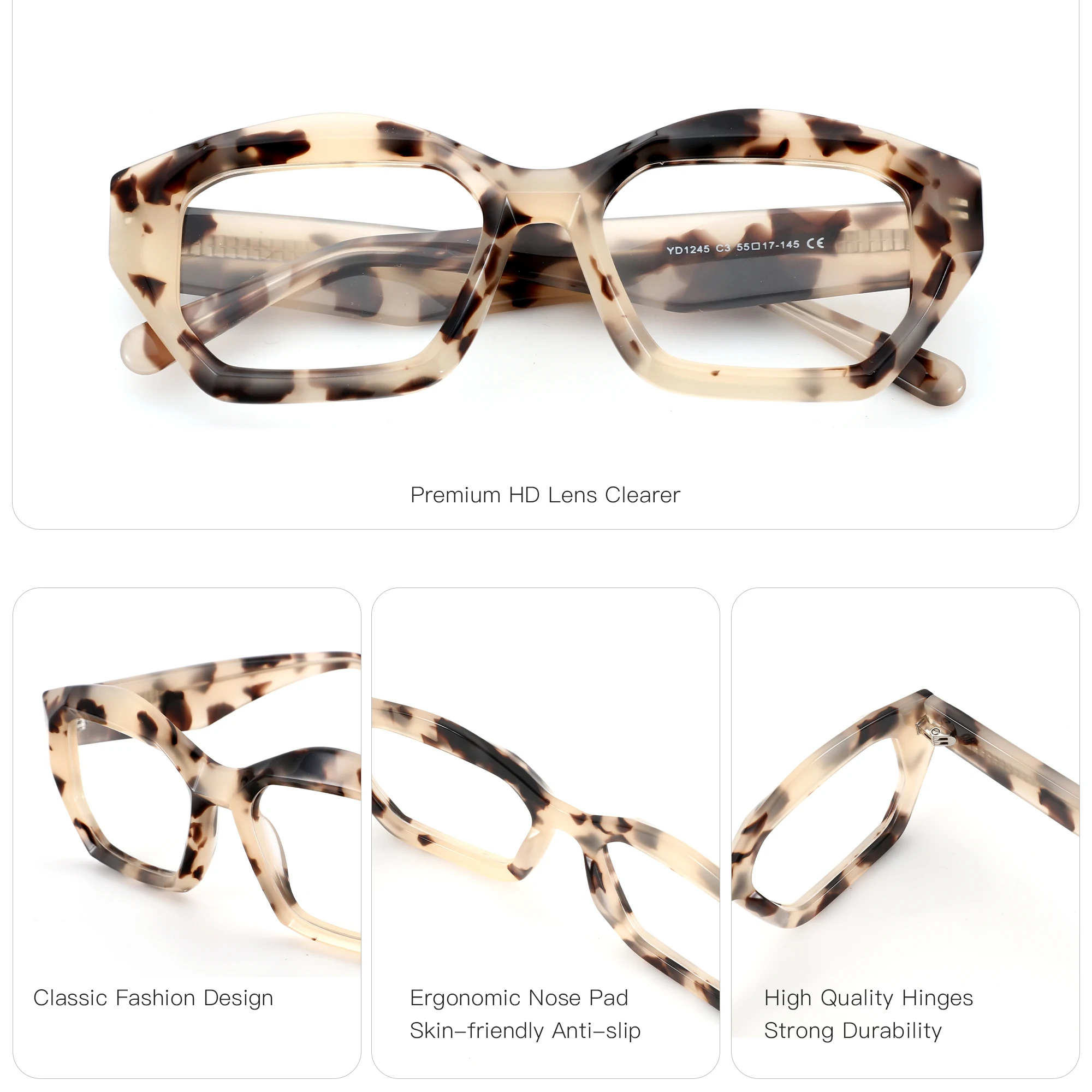 BLUEMOKY M Size Acetate Polygon Prescription Glasses For Women Progressive Optical Eyeglasses Photochromic Eyewear