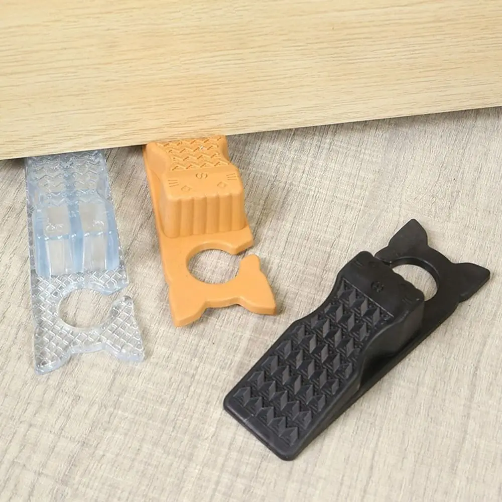 PVC Silicone Door Stopper Soft Anti Collision  Floor Holder Rubber Hook Hangable type Wall Protectors Door Fixing Block