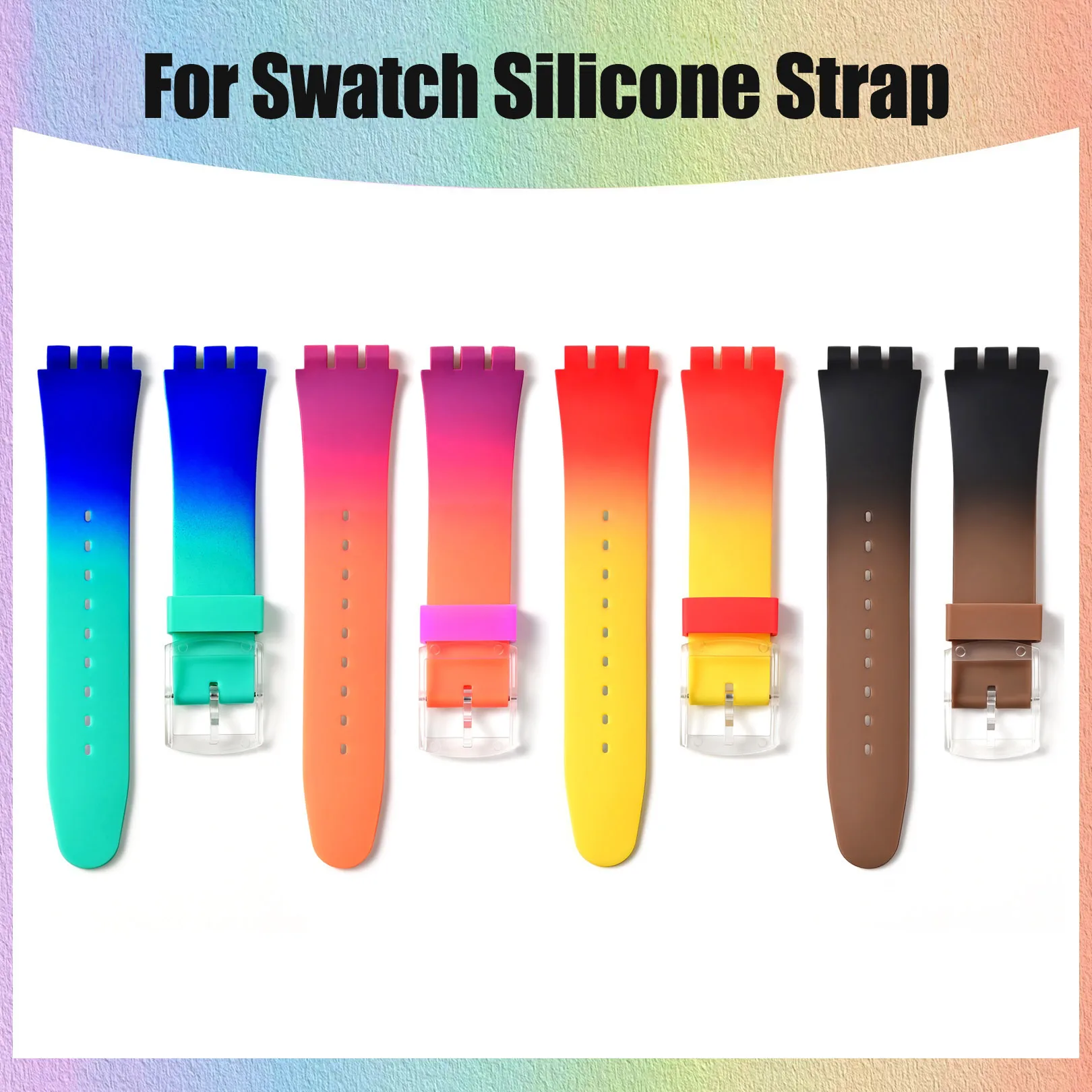 19mm silicone watch strap for Swatch series three-fork watchband Gradient color Men Women's Replace Bracelet Accessories Wristba
