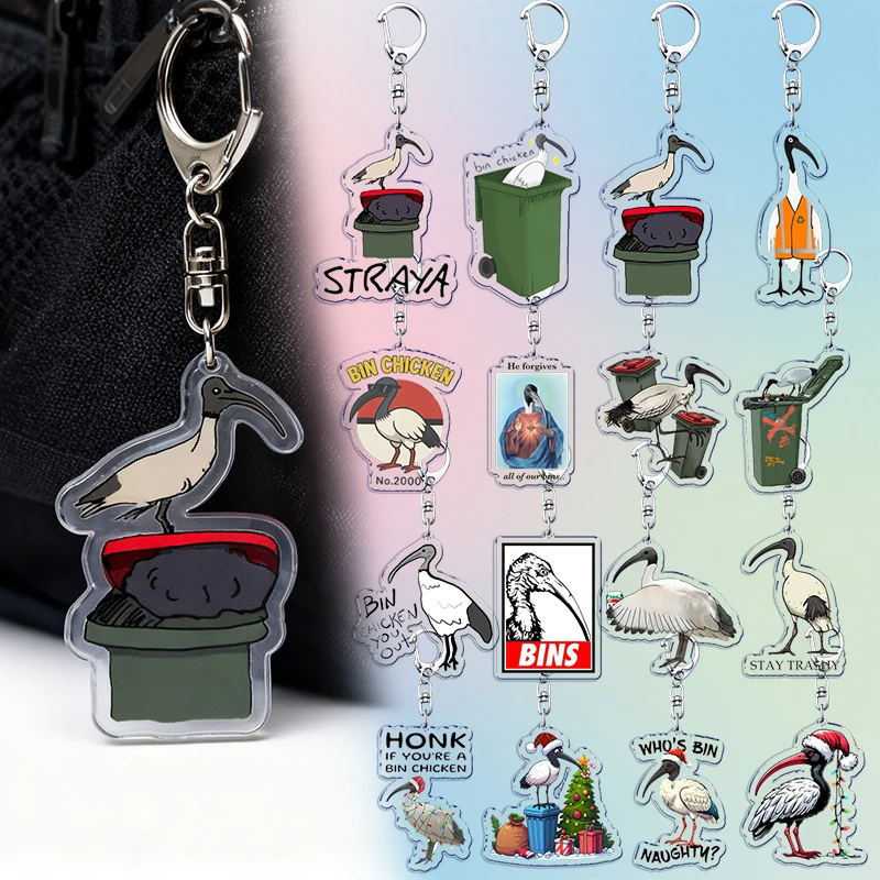 مضحك بن Chichen المفاتيح الاكسسوارات حقيبة السحر Ibis القمامة تركيا أستراليا الطيور Keyrings مجوهرات المشجعين الأصدقاء هدية
