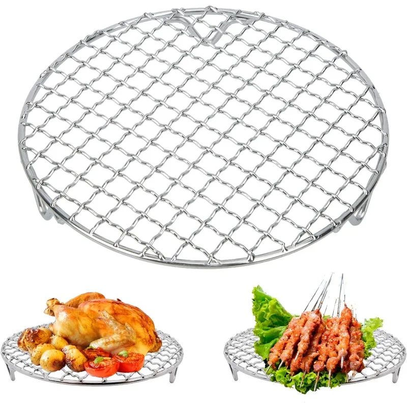 Stainless Steel Circular Barbecue Mesh Barbecue Stove Heating Stove Multifunctional Camping Rack Mesh Wood Stove Accessories