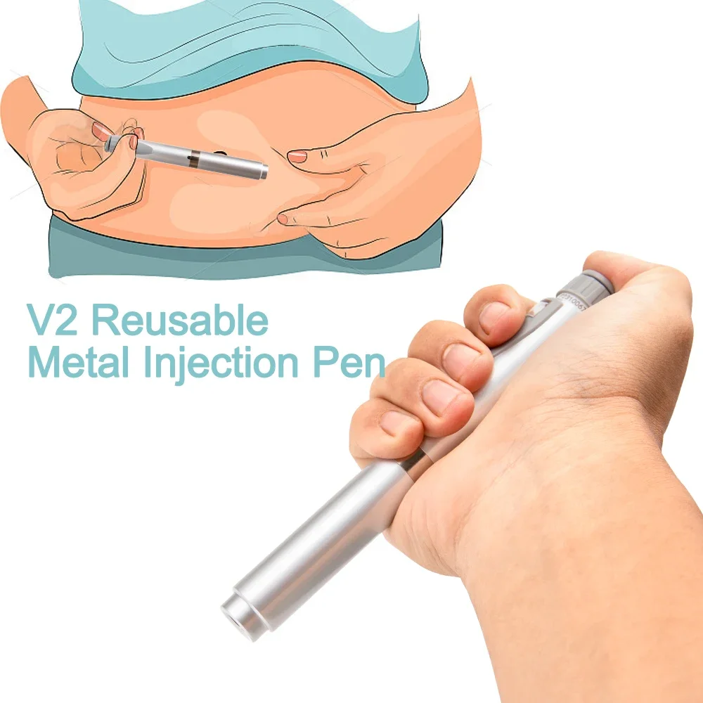 60IU Dose Injector Reusable Metal Injection Pen Adjustable Durable 3ml Cartridge Compatible Syringe Pen for Insulin Injection