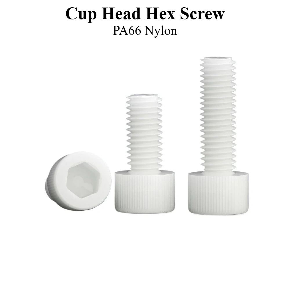 

Nylon Socket Head Cap Screws PA66 White Plastic Hex Socket Bolts for 3D Printer DIY 10-50pcsM3M4M5M6M8