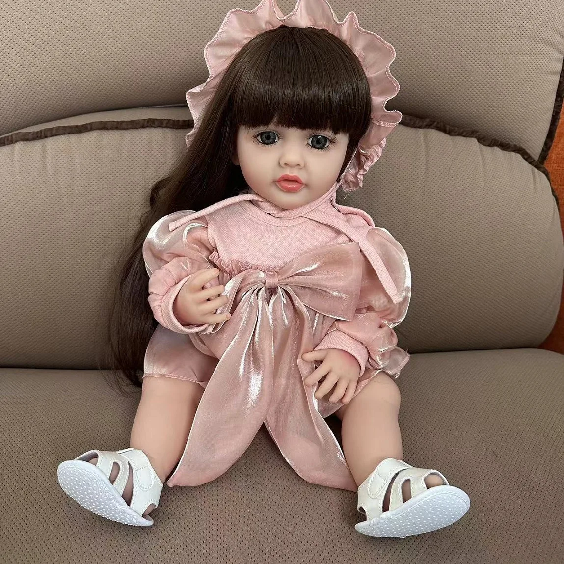 Muñeca de reno de simulación de 55Cm, muñeca de pegamento completo, muñeca de reno Куклы, regalo para niños