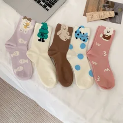 귀여운 용수철 여름 입체 만화 양말, 재미있는 고양이 곰 코튼 양말, 디자이너 양말 스타일, 여성 선물