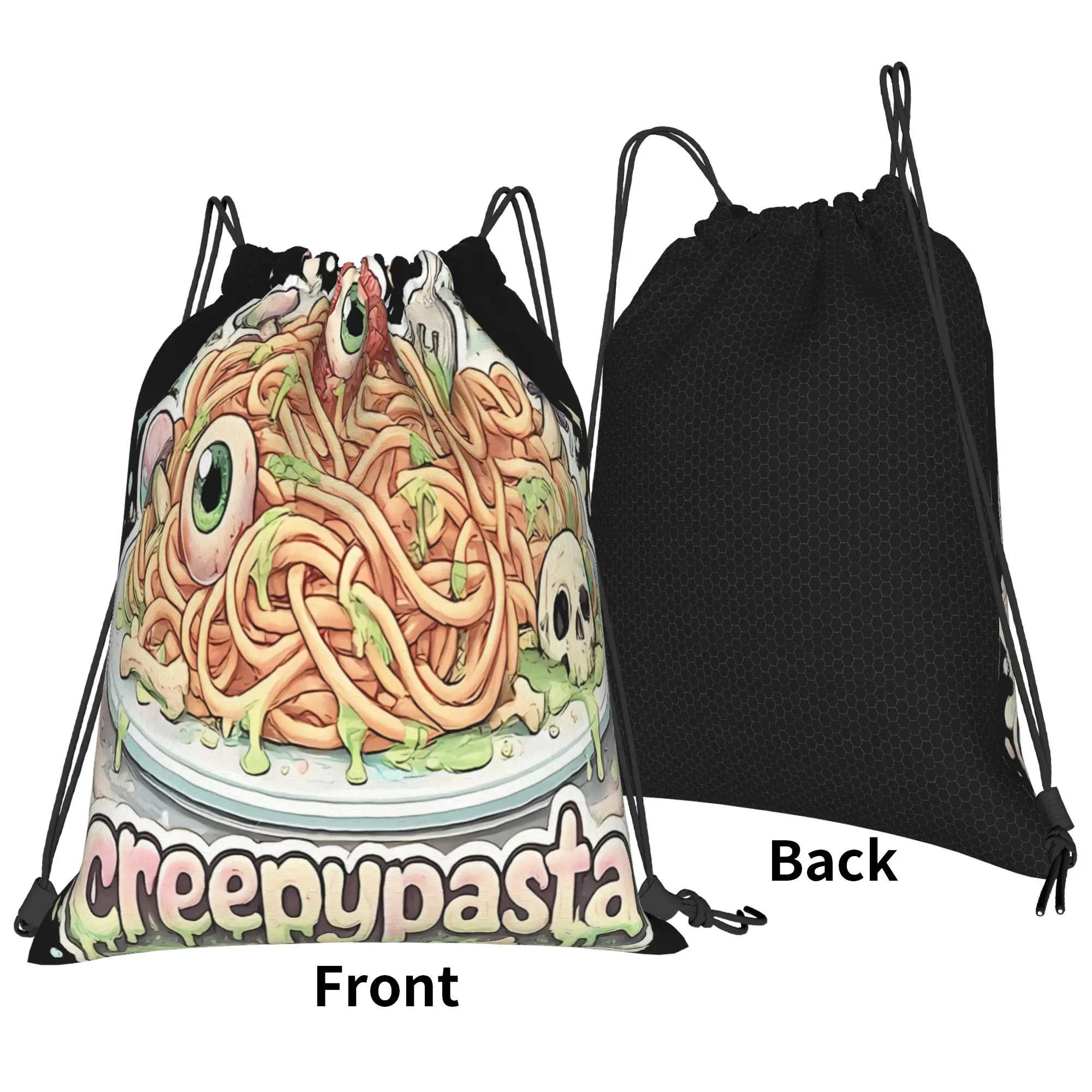 Halloween Horror Food Apron CCreepypasta Portable Travel Riding Gym Drawstring Vintage Horror Storage Backpacks