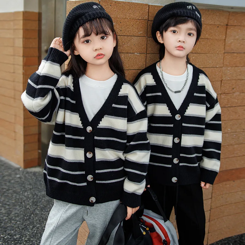 

Sweater Coat Hat Girl Autumn New Korean Knitting Cardigan Top Fashionable Stripes Leisure Cute Sweet Tide