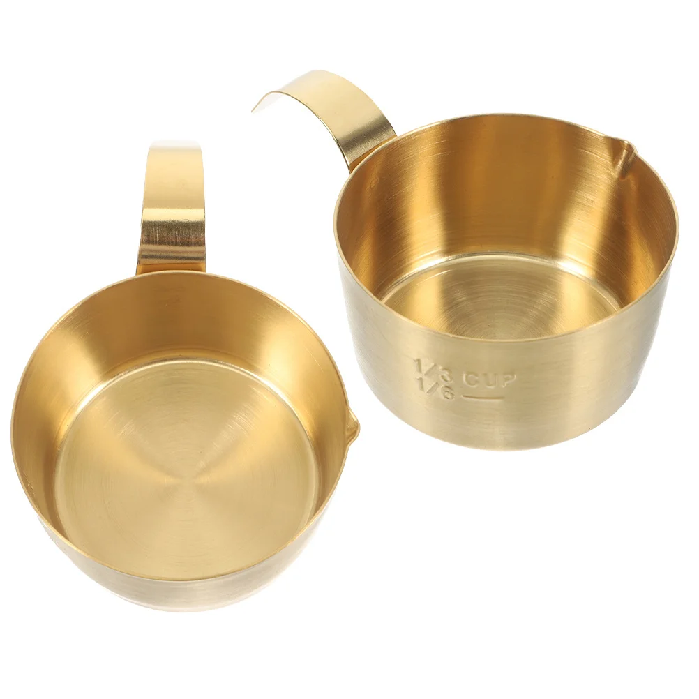 

2Pcs Stainless Steel Espresso Measuring Cups Spout Milk Frothing Pitchers Mini Coffee Shot Glass Measurement Tool Home Office